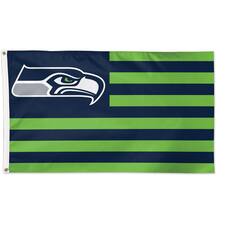 Front. WinCraft - Seattle Seahawks 3' x 5' Americana Stars & Stripes Deluxe Flag - Multicolor.