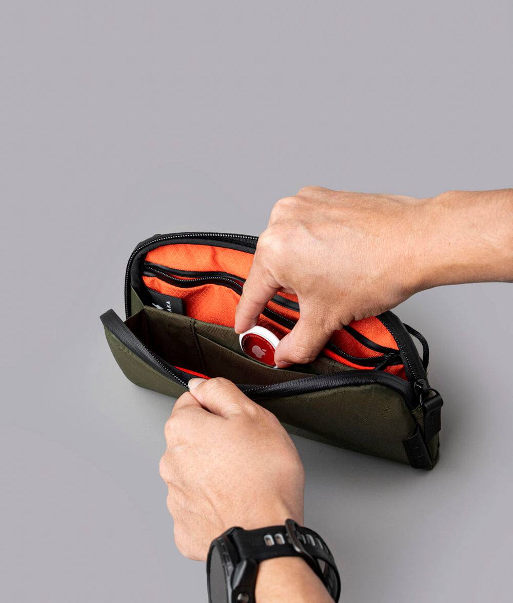 Alt View 5. ALPAKA - Flight Pouch Mens Travel Bag Crossbody Phone Case, 0.3L Travel Purse for Men,Water-Resistant Fabric - Olive Green X-Pac X42.