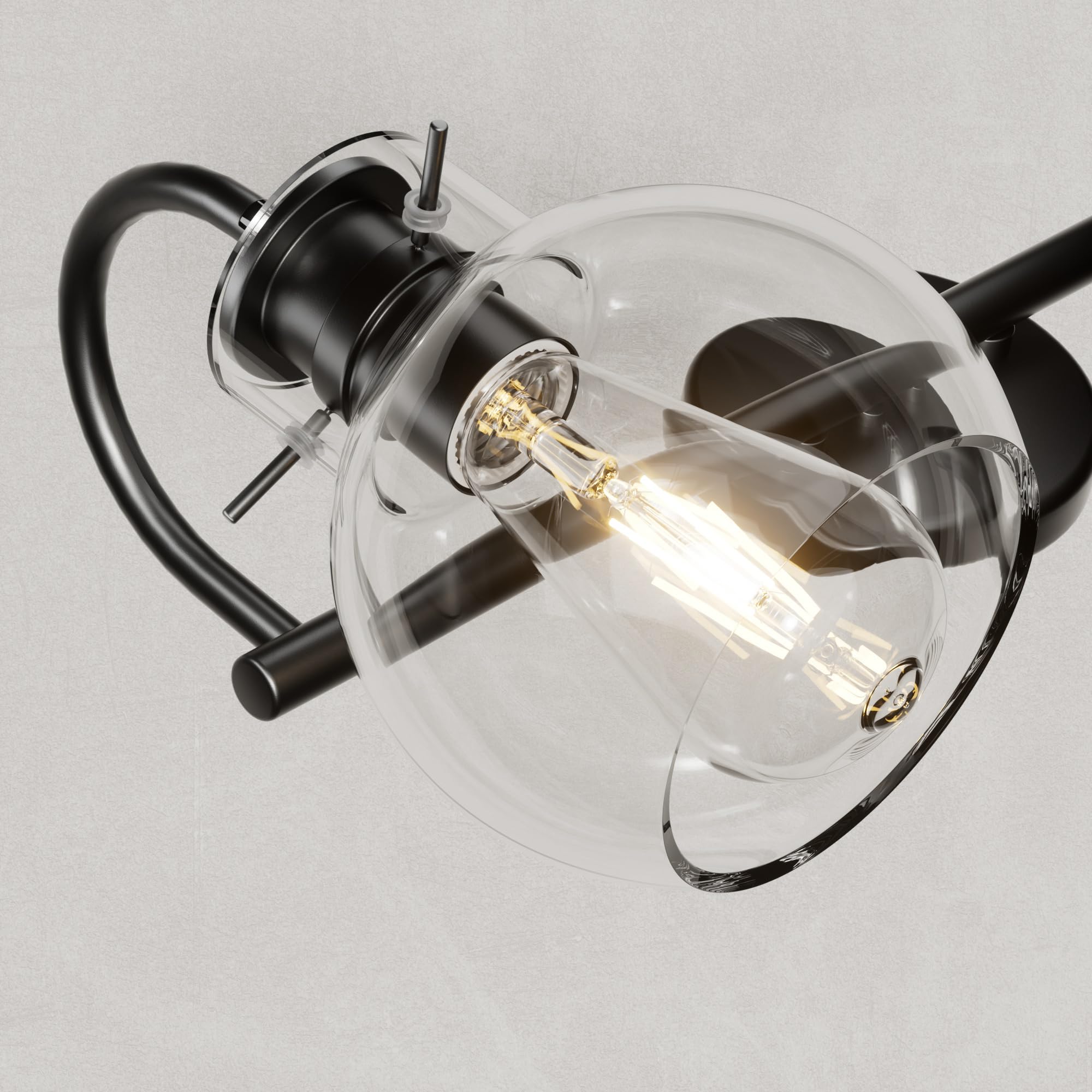 Alt View 1. PAIHOME - Bathroom Vanity Light 21" Modern 3-Light Bathroom Light Fixtures over Mirror with Clear Glass Shade E26 Base Wall Sconce - Black.