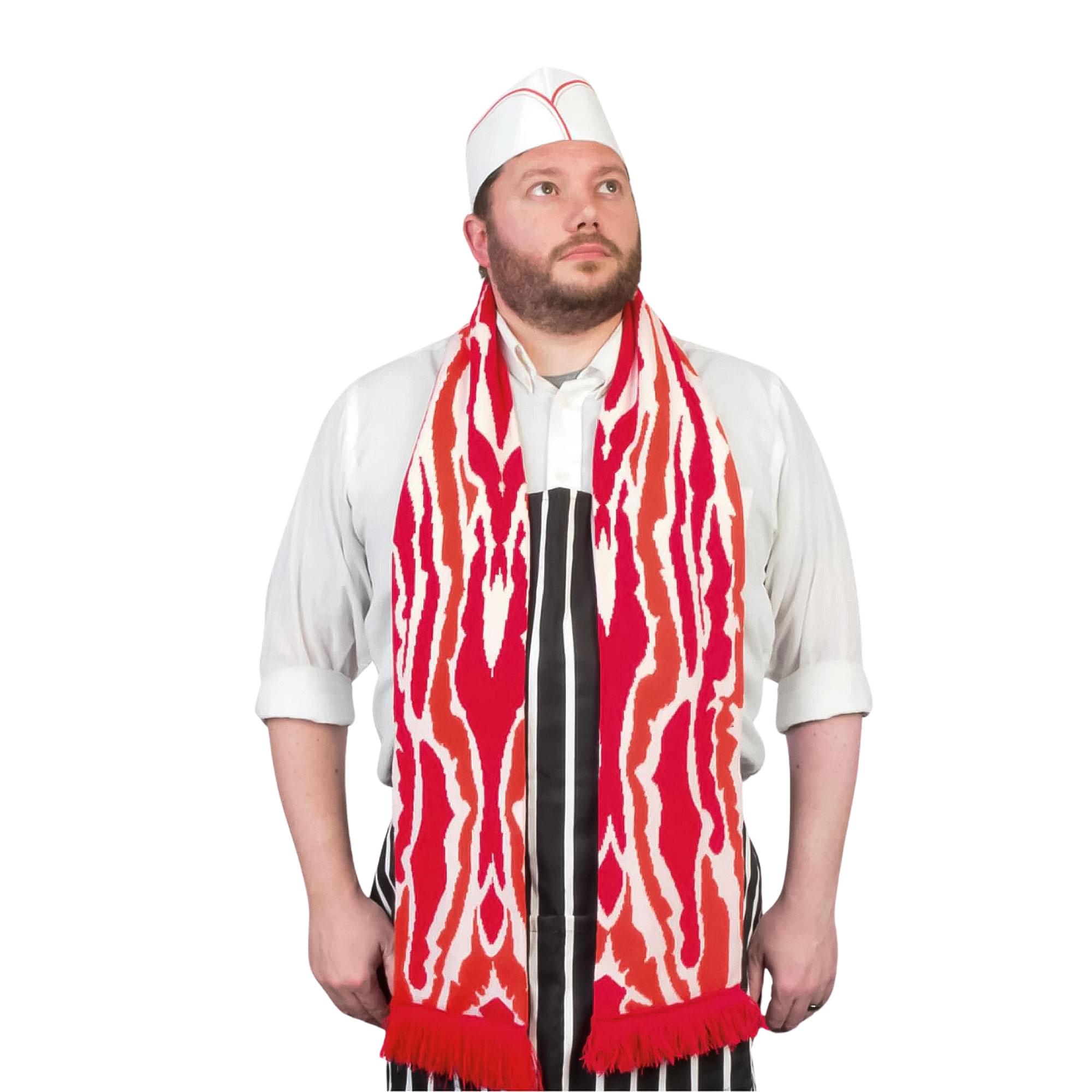 Accoutrements - 71" Soft-Knit Acrylic Bacon Scarf - Red