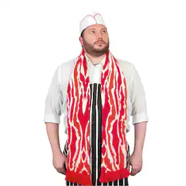 Accoutrements - 71" Soft-Knit Acrylic Bacon Scarf - Red