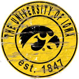 Fan Creations - Iowa Hawkeyes 23.5" Distressed Round Sign - Multicolor