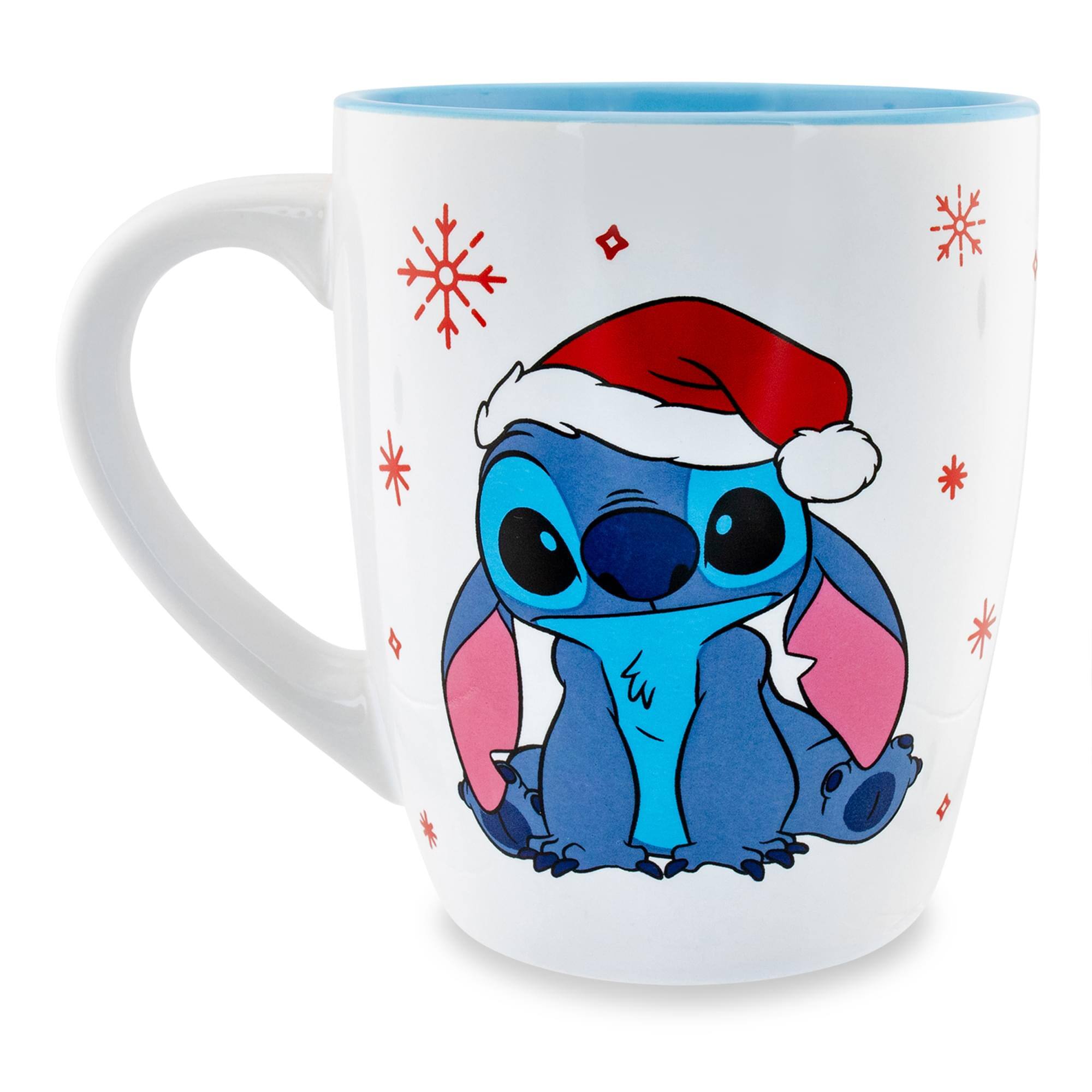 Alt View 1. Disney - Disney Lilo & Stitch Santa Hat Jumbo Curved Ceramic Latte Mug | Holds 25 Ounces - White.