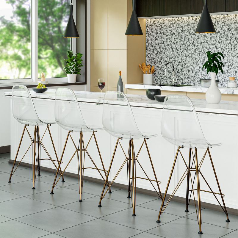 LeisureMod Cresco Modern Acrylic Barstool, Swivel Counter Height Stool ...