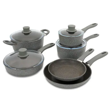 Front. ZWILLING - ZWILLING Parma Plus 10-pc Aluminum Nonstick Cookware Set - Grey.