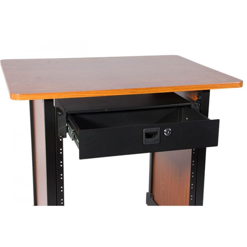 Angle. On Stage Stands - OnStage RDLS2000 2U Locking Rack Drawer, Shallow (RDLS 2000) - Black.