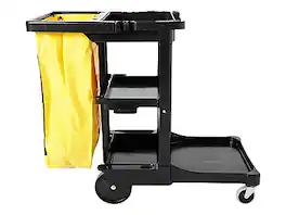 RubberMaid - Janitorial 3-Shelf Cleaning Cart with Bag (FG617388BLA) - Black