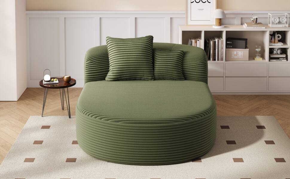 Alt View 2. Roomtec - Modern Chaise Lounge Sofa Boneless Couch Sofa Bed Compression Sofa Couch with Two Supportive Pillows for Living Room - Green.