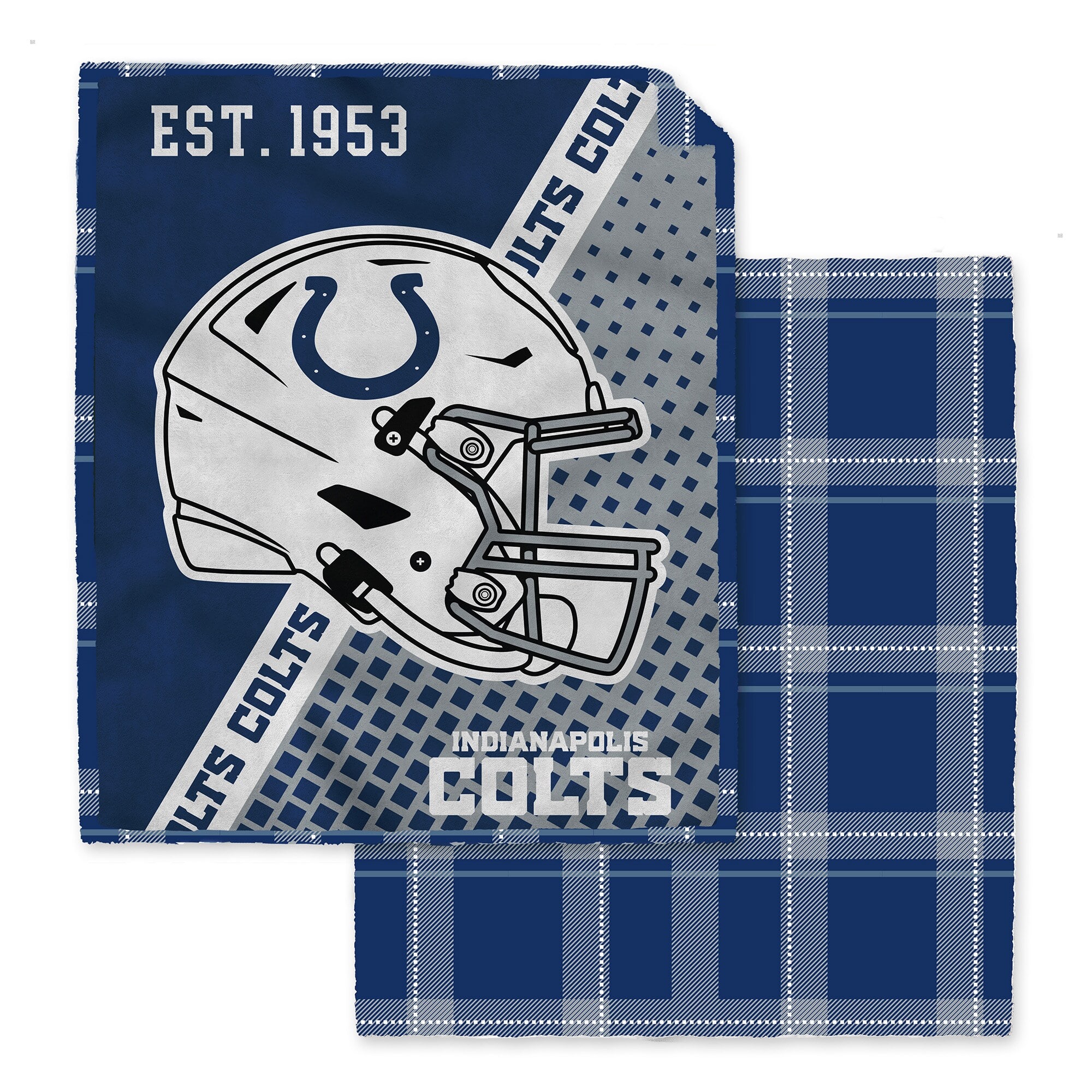 Pegasus - Indianapolis Colts 60" x 80" Gradient Helmet Double-Sided Plaid Sherpa Blanket - Multicolor