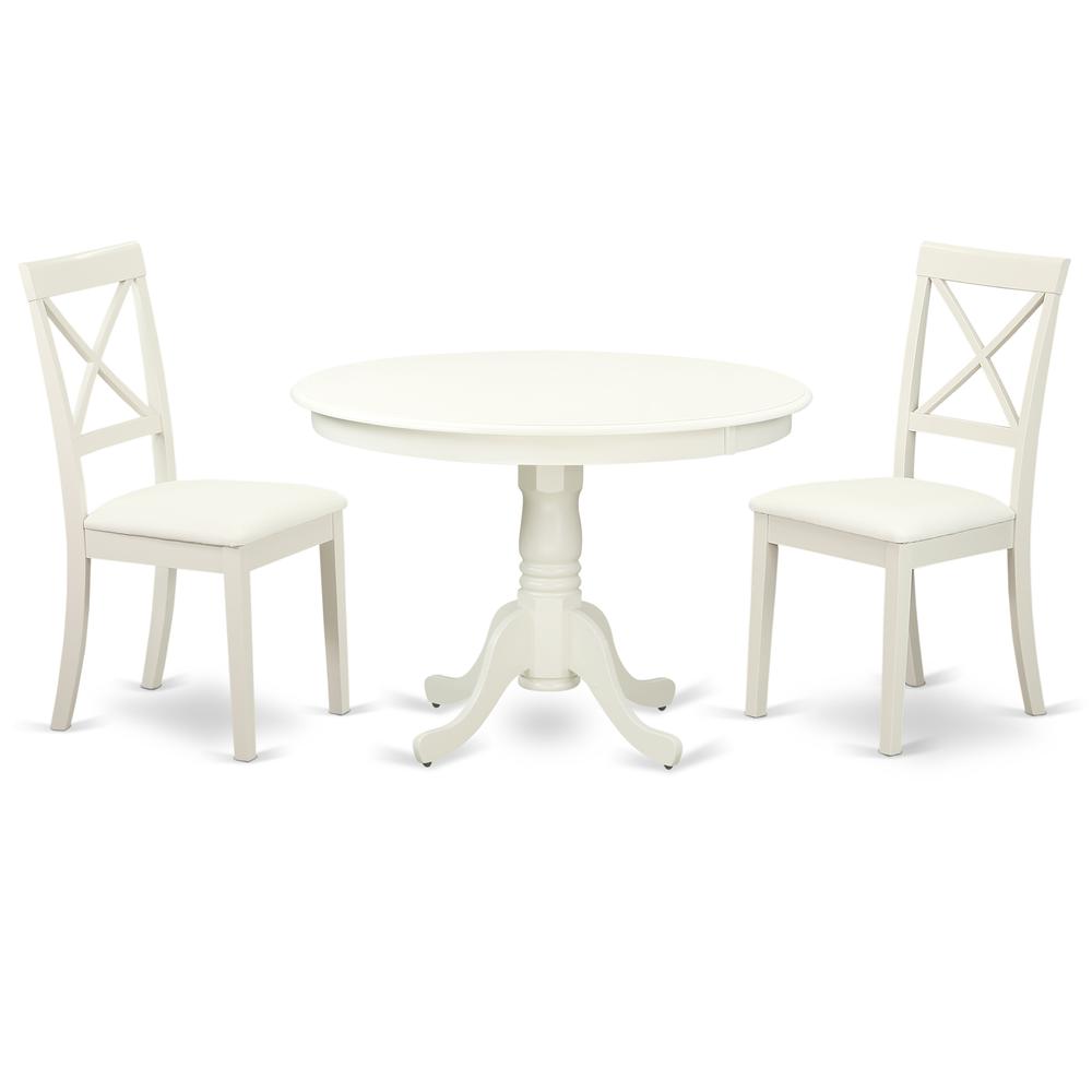 Back. East West Furniture - Dining Room Set Linen White - Brown.
