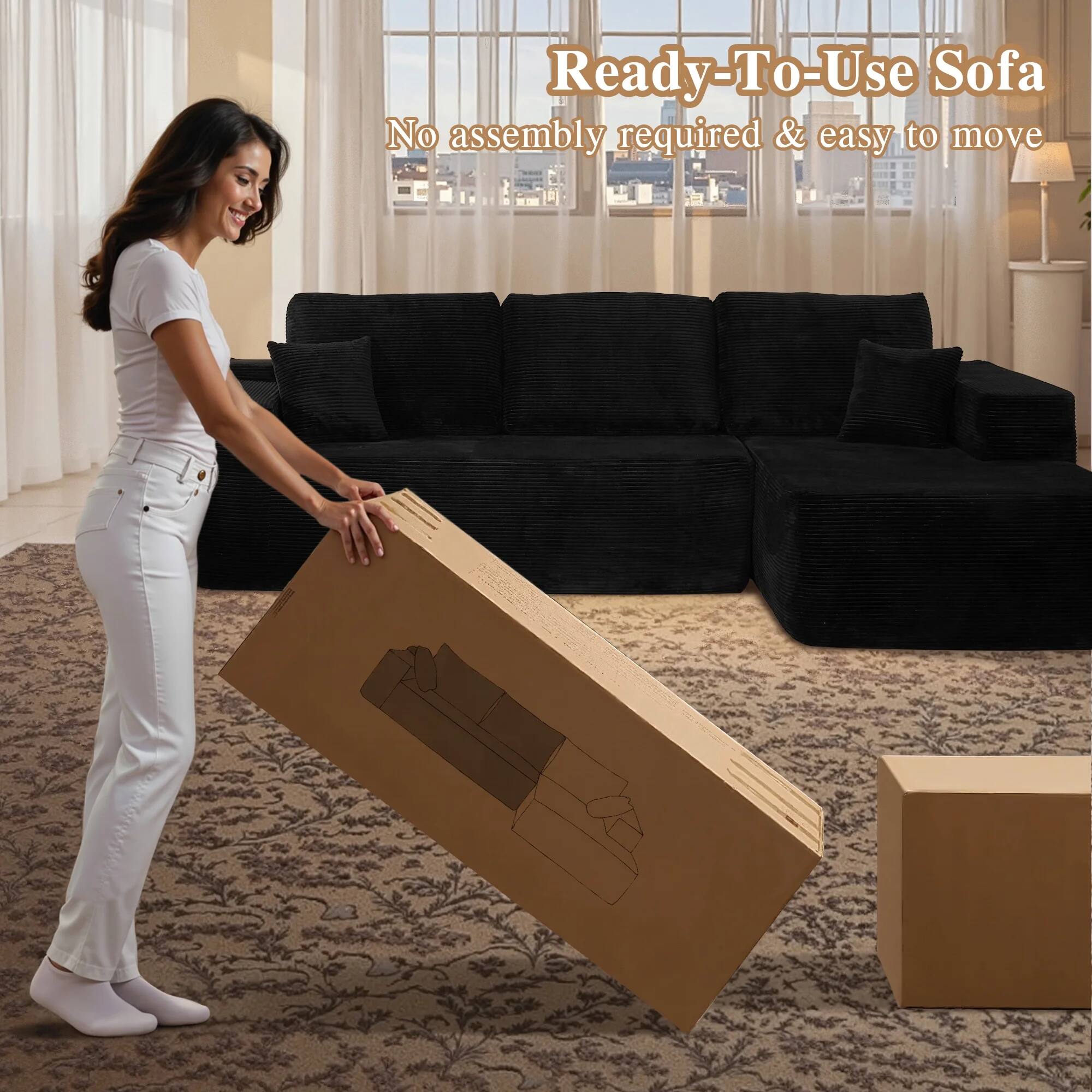 Ready-To-Use Sofa  
No assembly required & easy to move