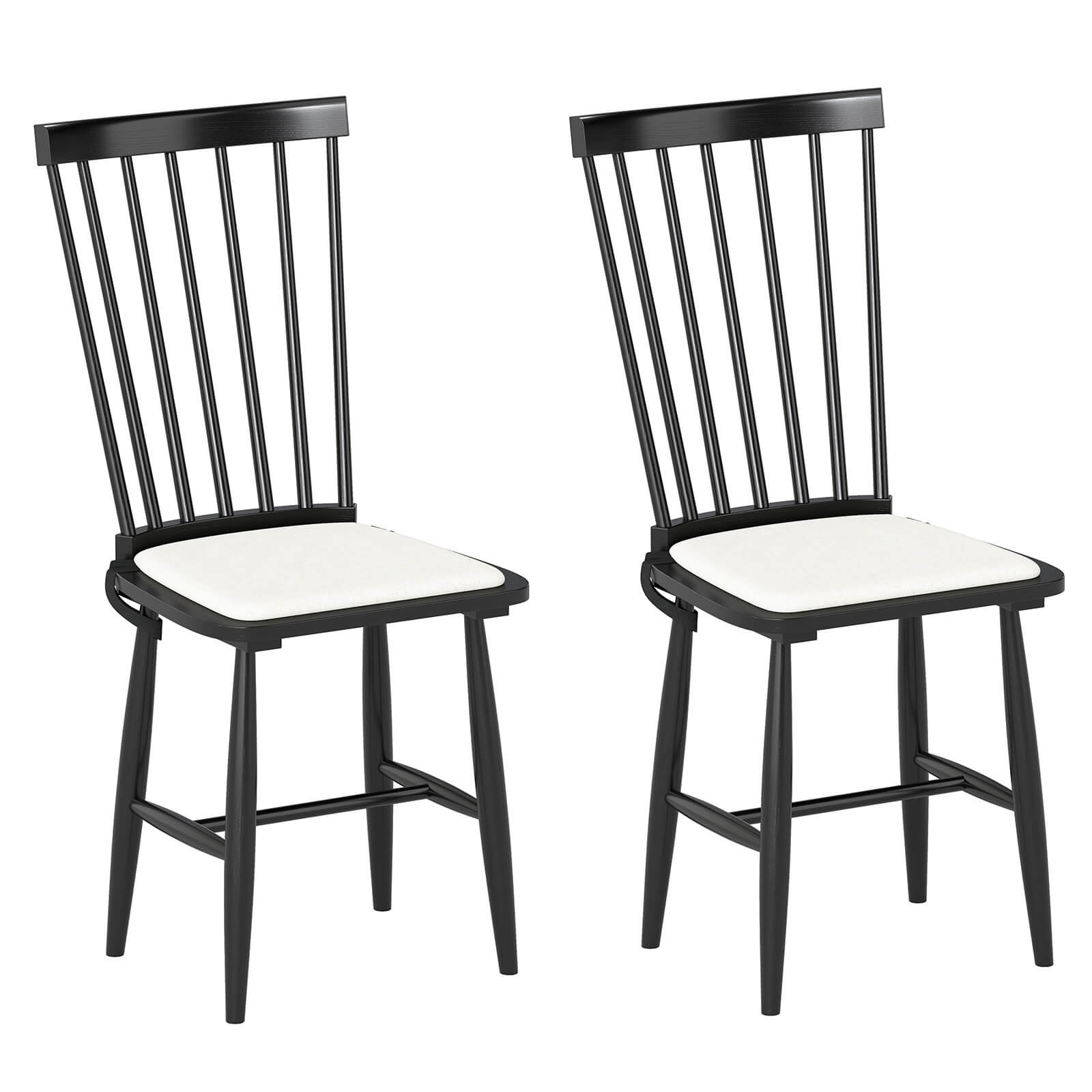 Costway - Dining Chairs Set of 2 with Removable Seat Cushions for Dining Room, Kitchen - Black