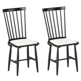 Costway - Dining Chairs Set of 2 with Removable Seat Cushions for Dining Room, Kitchen - Black