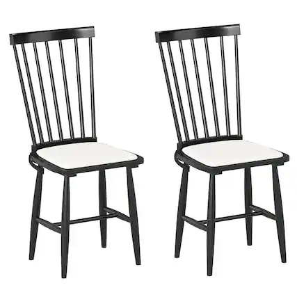Front. Costway - Costway Dining Chairs Set of 2 with Removable Seat Cushions for Dining Room, Kitchen - Black.