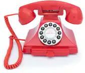 Front. PopMarket - GPO Retro GPOCARRPBRD Carrington Push Button Telephone - Red - MISC ACCESSORY - Red.