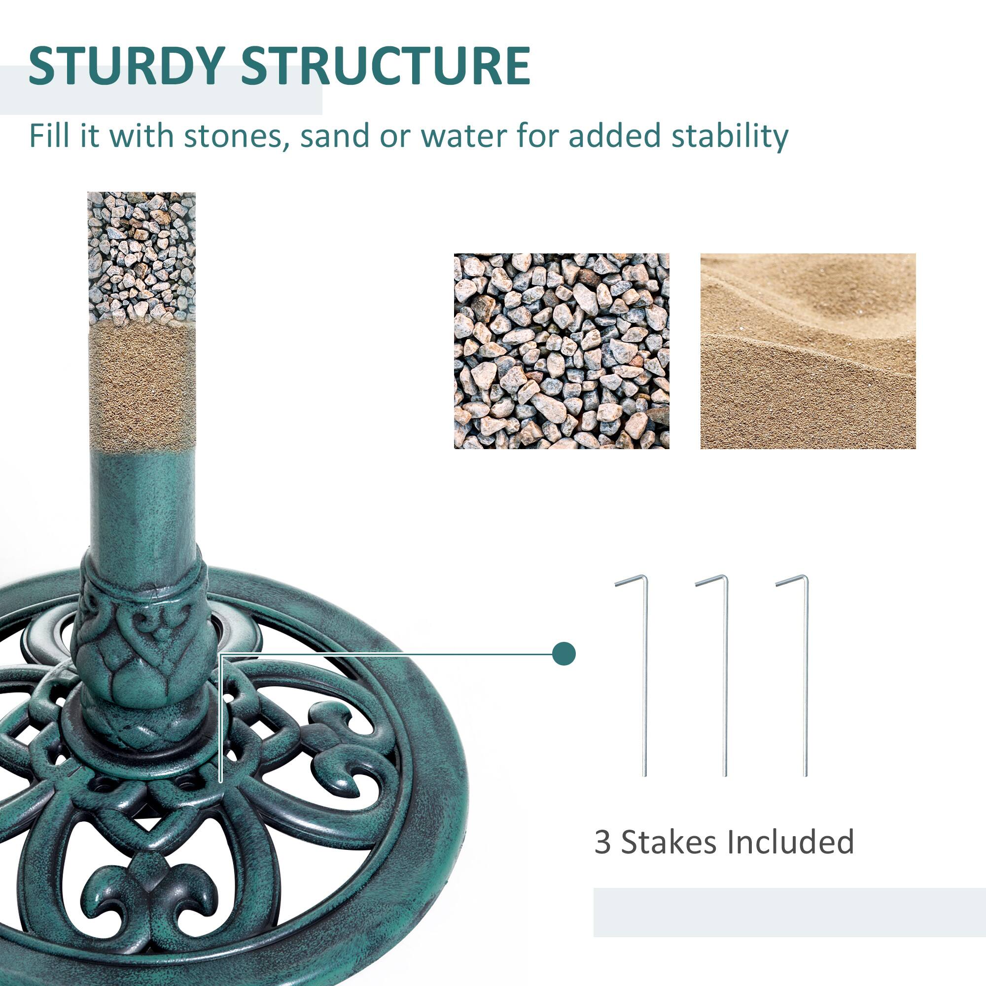 STURDY STRUCTURE Fill it with stones, sand or water for added stability

3 Stakes Included