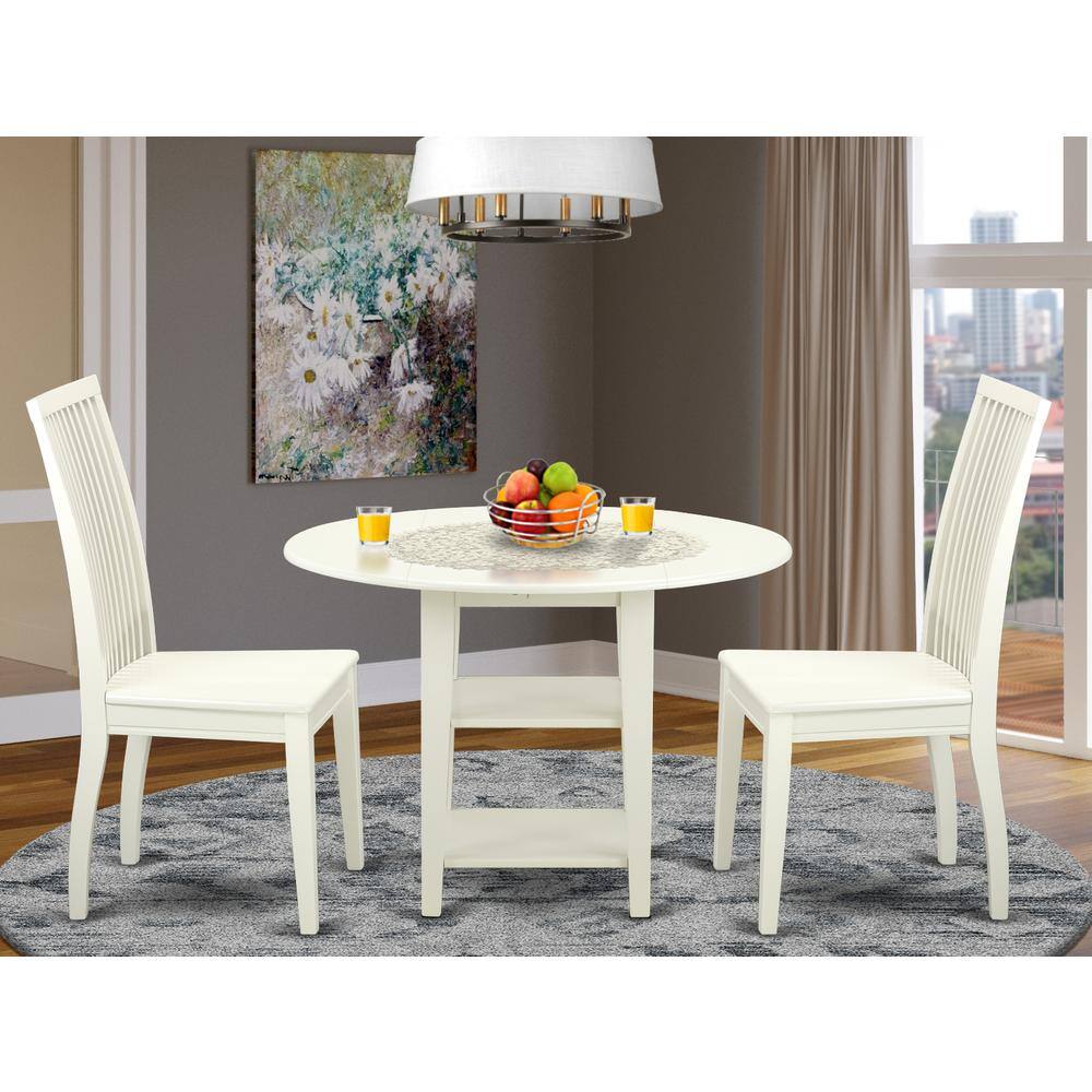 Left. East West Furniture - Dining Room Set Linen White - Brown.