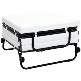 Homcom - Portable Folding Guest Bed w/ Wheels & Mattress - Beige