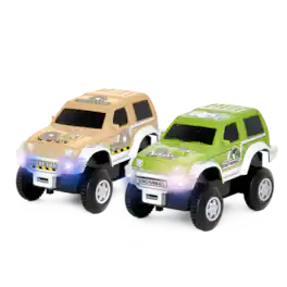 JitteryGit - 2-Piece Battery-Powered 4x4 Jeep Set – Beige & Green Off-Road Vehicles - Beige, Green