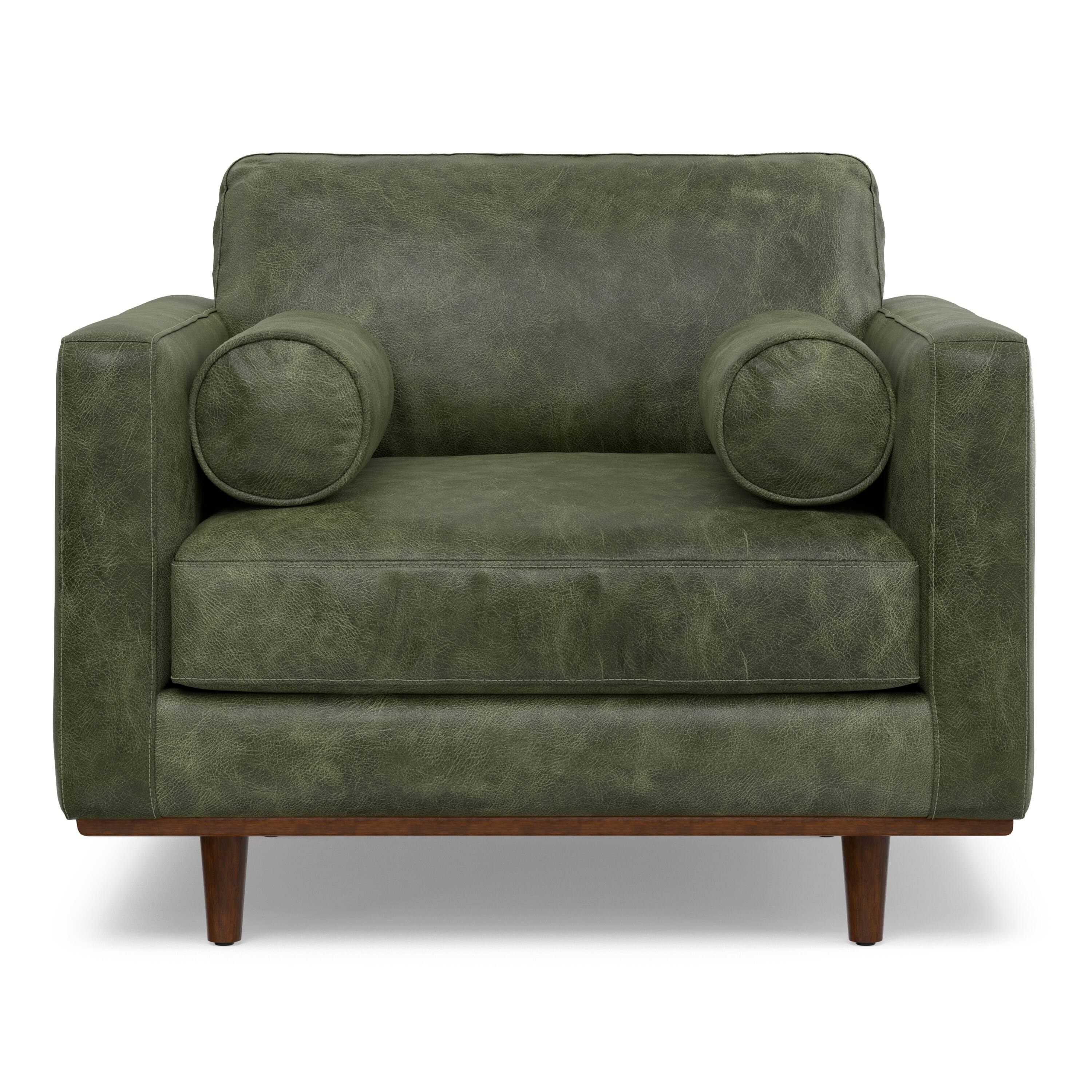 Left. Simpli Home - Morrison 42 inch Wide Mid-Century Modern Arm Chair in Moss Green - Moss Green.