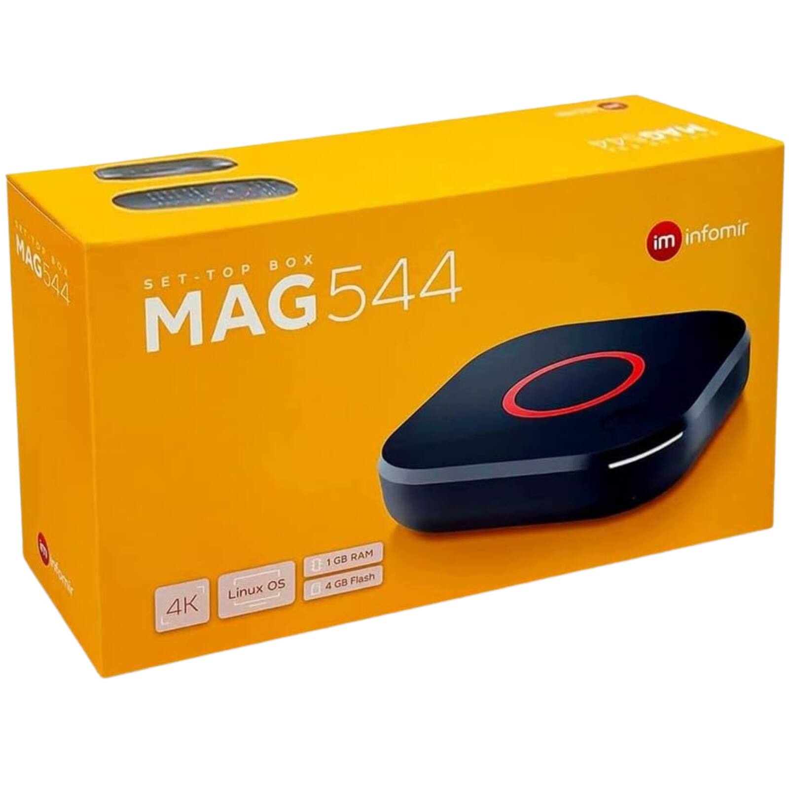 MAG544 SET-TOP BOX  
1 GB RAM  
4 GB Flash  
Linux OS  
4K  
infomir