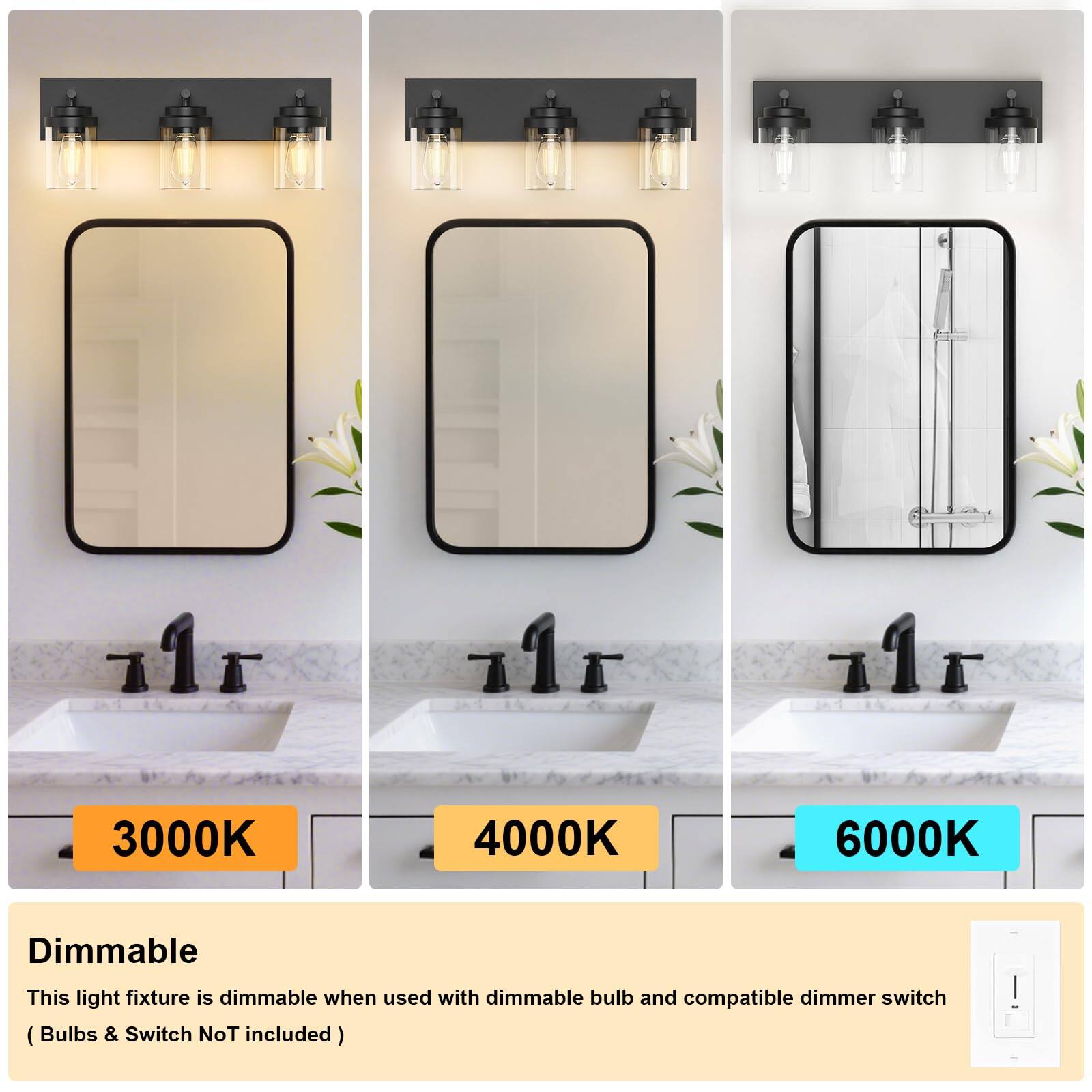 11r 11r 11r 3000K 4000K 6000K Dimmable

This light fixture is dimmable when used with dimmable bulb and compatible dimmer switch (Bulbs & Switch Not included)

3000K

4000K

6000K

Dimmable

This light fixture is dimmable when used with dimmable bulb and compatible dimmer switch (Bulbs & Switch Not included)