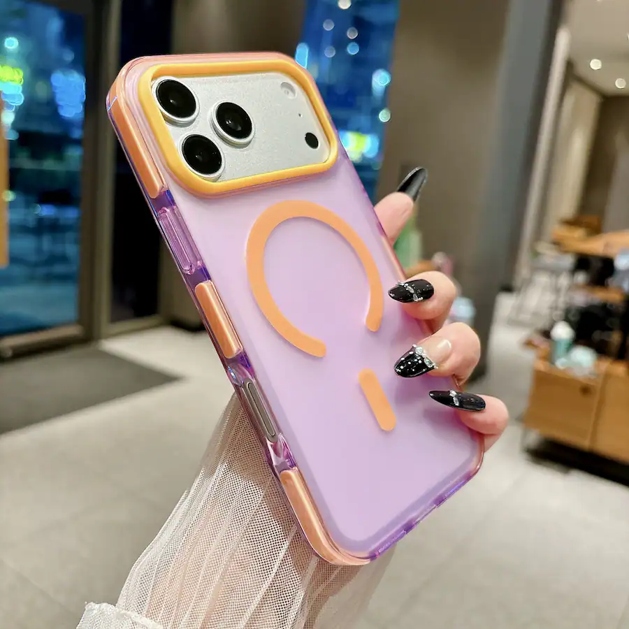 Pro Hard Dteck Magnetic Case for Apple iPhone 17 Pro, Translucent Color Blocking ...