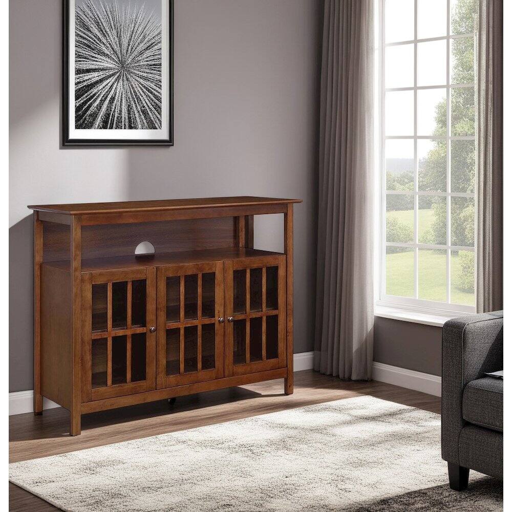 Alt View 4. FurniFact - Stylish TV Stand with Storage Cabinets and Shelf for TVs up to 55 Inches - Brown.