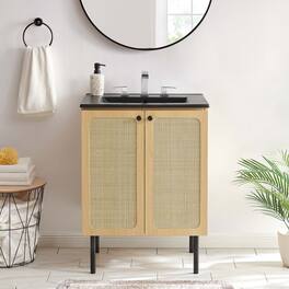 Chaucer Bathroom Vanity with Black Basin Included by Modway - Oak Black
