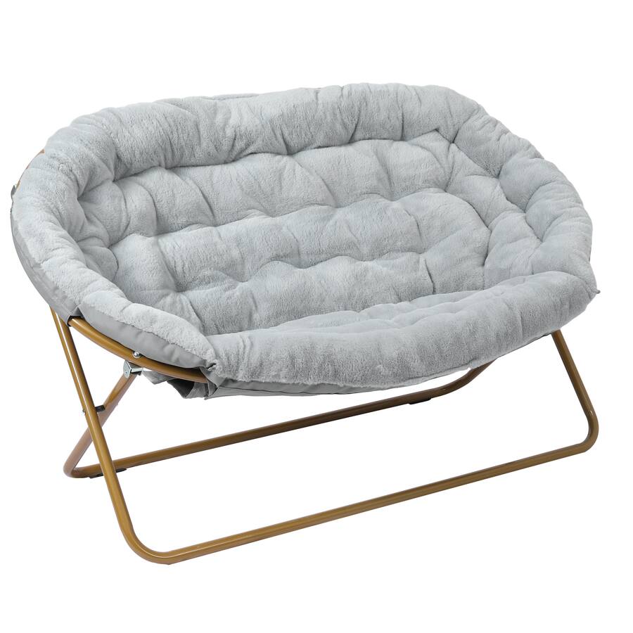 Emma + Oliver Janey Folding Double Saucer Chair with Steel Frame for ...