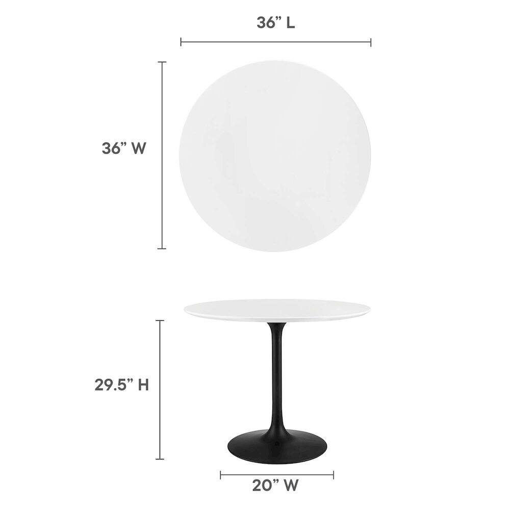 36" L x 36" W x 29.5" H x 20" W