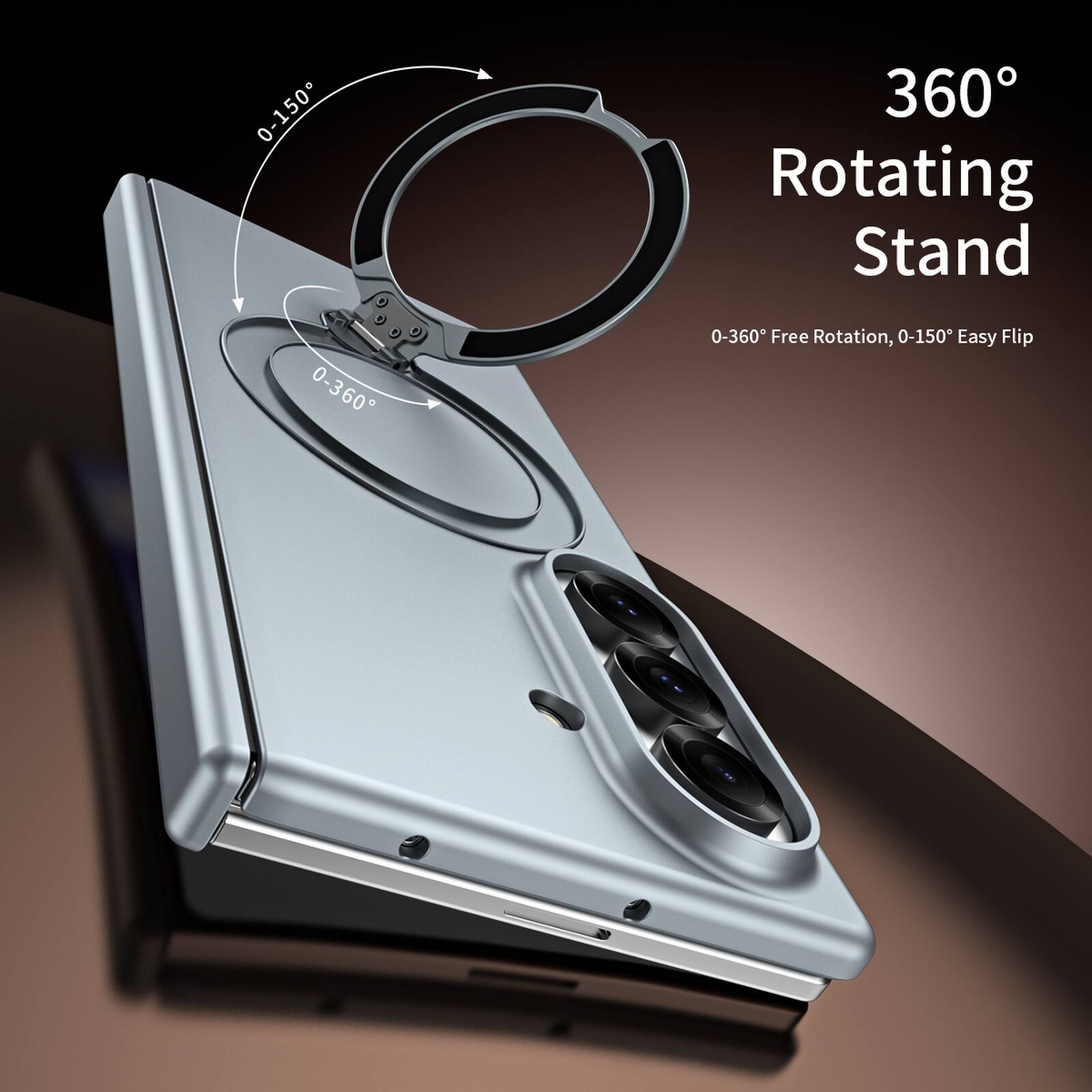 360° Rotating Stand  
0-360° Free Rotation, 0-150° Easy Flip