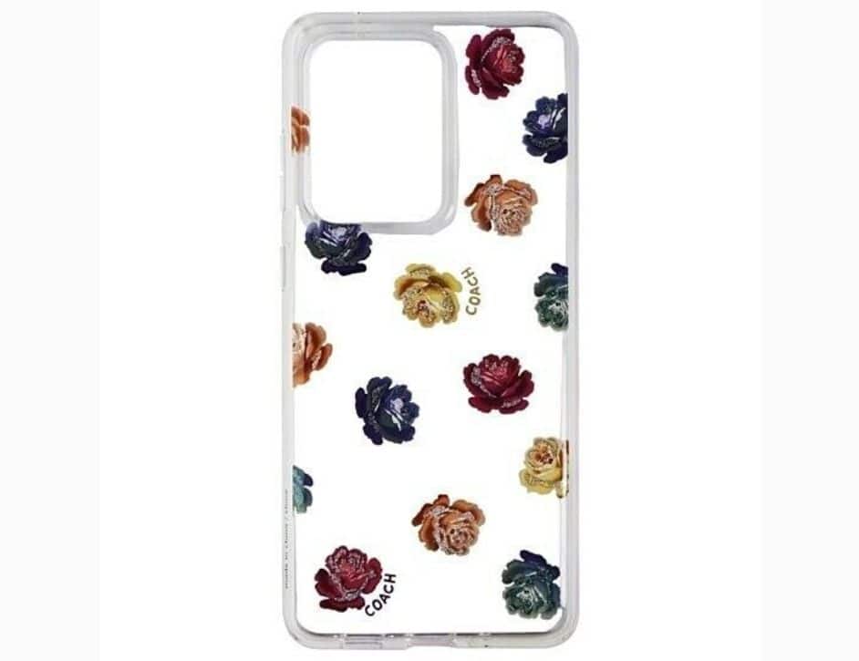 iPhoneケース COACH - COACH Leather Case Dreamy Peony Rainbow Coach New York Protective Case for Galaxy S20 Ultra Dreamy