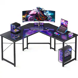 AODK - 51" L Shaped Gaming Desk,Corner Gaming Table with Carbon Fiber Surface,Computer Desk for Home Office and Small Space - Carbon Fiber Surface, Black