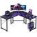 Front. AODK - 51" L Shaped Gaming Desk,Computer Corner Desk for Home Office and Small Space - Carbon Fiber Surface, Black.