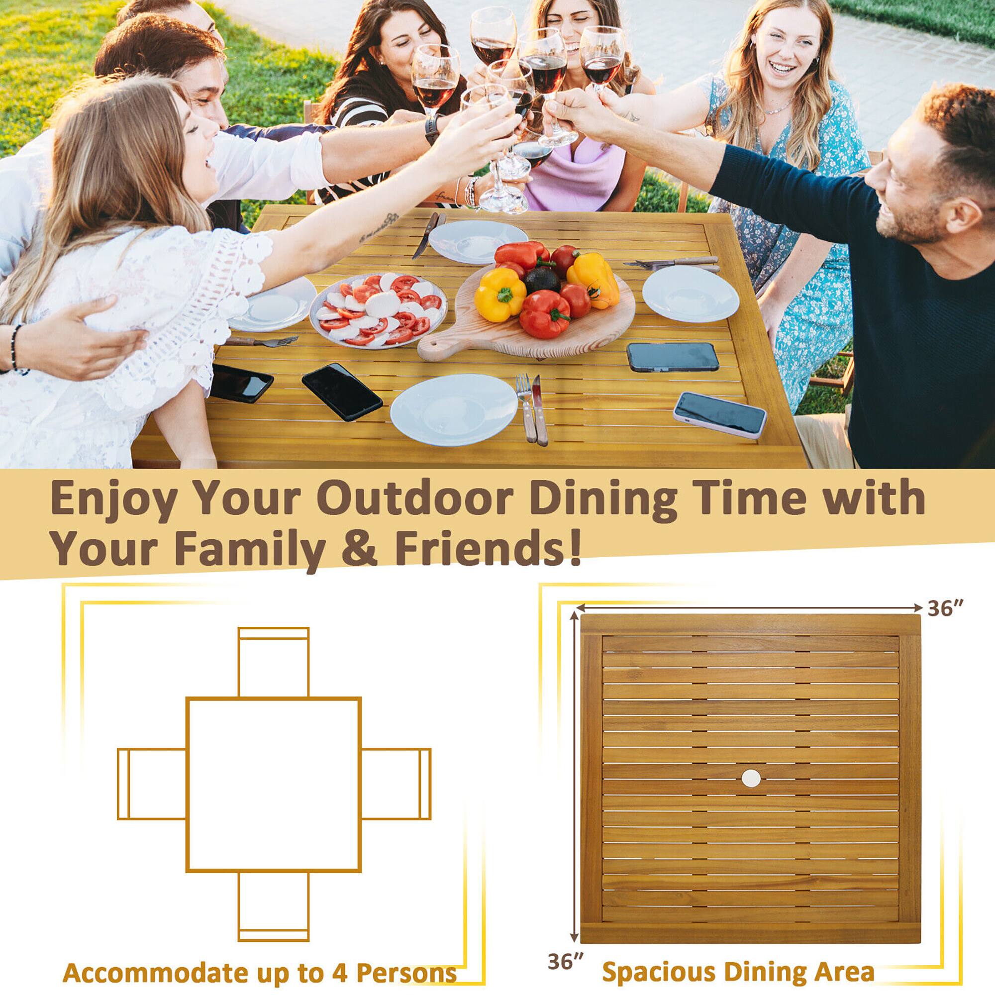 Enjoy Your Outdoor Dining Time with Your Family & Friends!

Accommodate up to 4 Persons

36" Spacious Dining Area