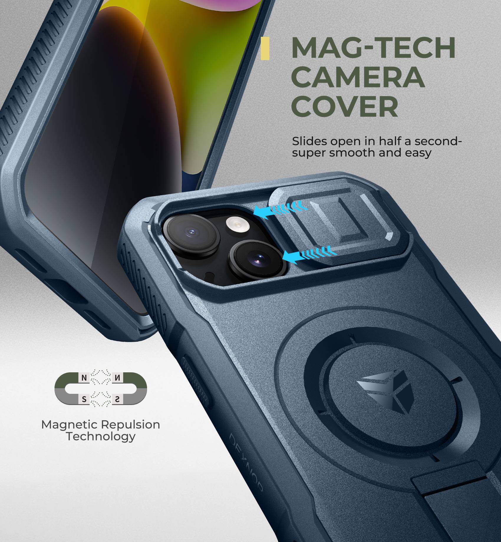 MAG-TECH CAMERA COVER Slides open in half a second- super smooth and easy

Magnetic Repulsion Technology