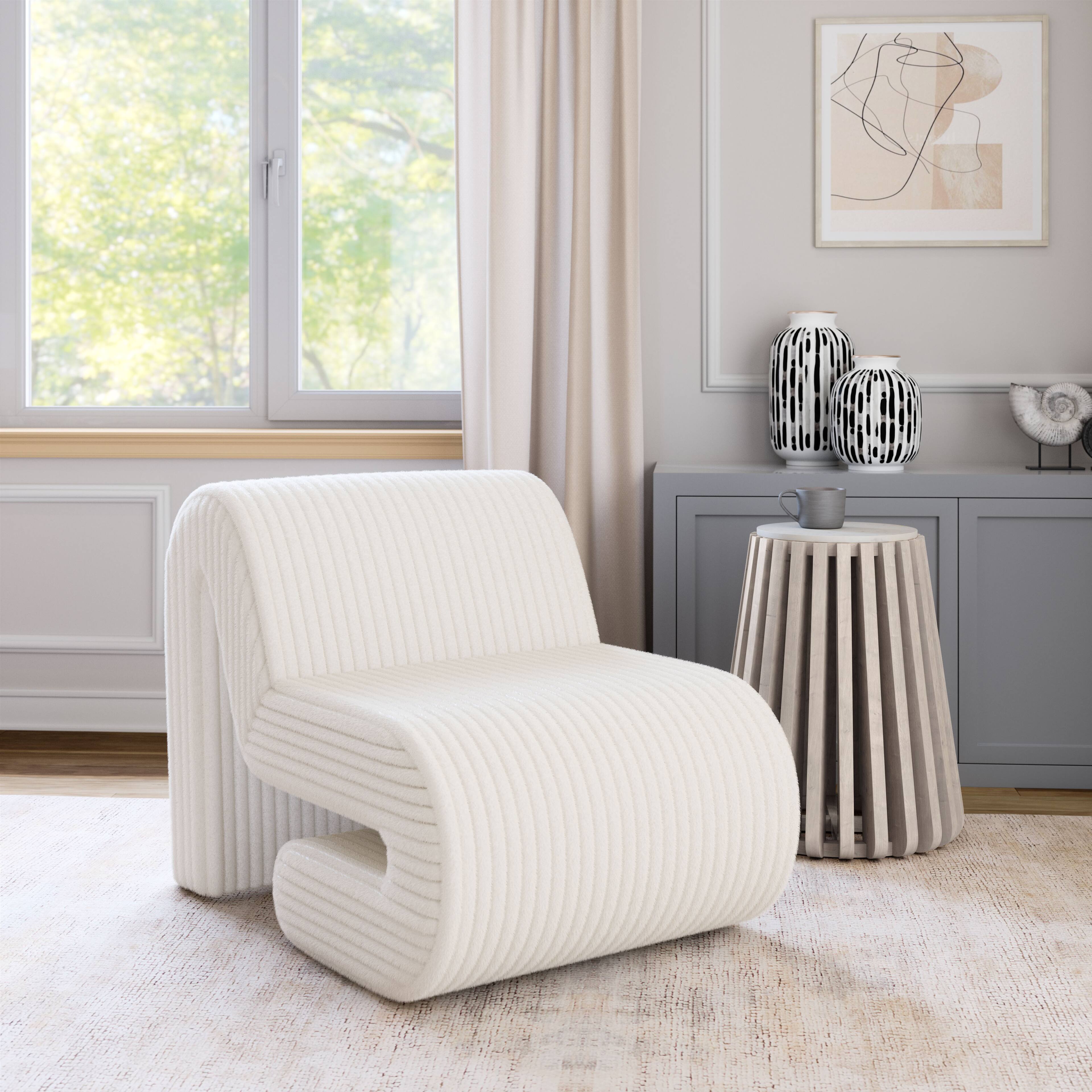 Angle. Hivvago - Opam Accent Chair White - White.
