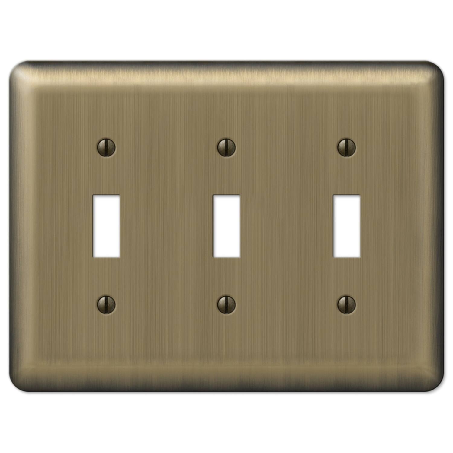 Angle. AMERELLE - Amerelle Devon Brushed Brass 3 gang Stamped Steel Toggle Wall Plate 1 pk - Brass.