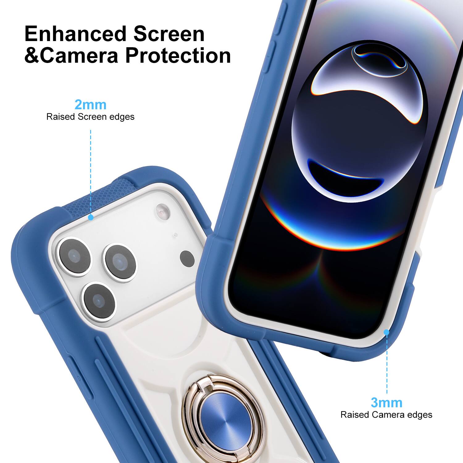 Enhanced Screen & Camera Protection

2mm Raised Screen edges

3mm Raised Camera edges