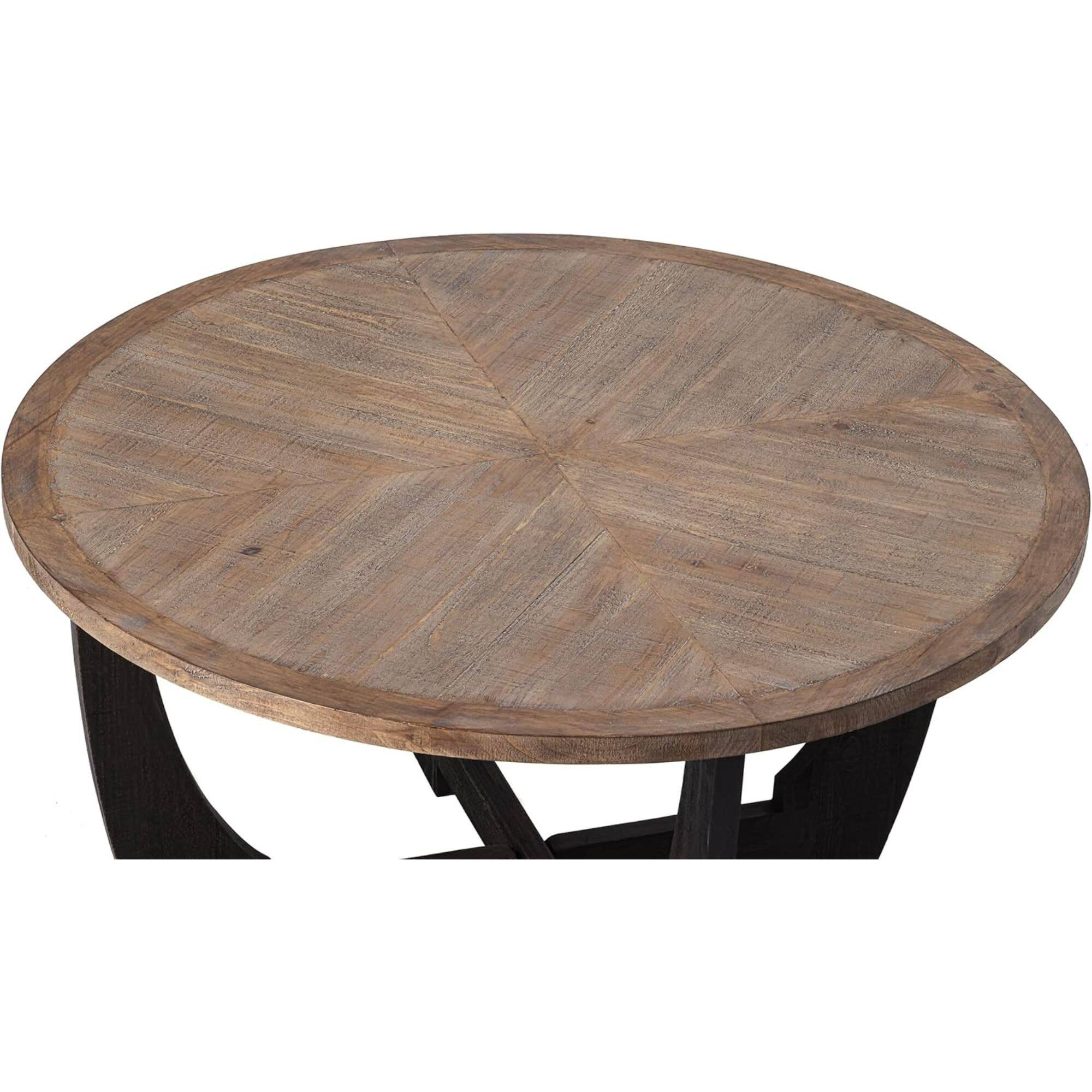 Alt View 4. COZAYH - COZAYH Rustic Farmhouse Round Coffee Table with Crisscross Base for Living Room - Black & Wood.