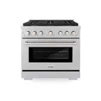 ZLINE - 36 in. Paramount Gas Range with 6 Burners and Convection Oven (SGRS-36) - Stainless Steel - Front_Zoom