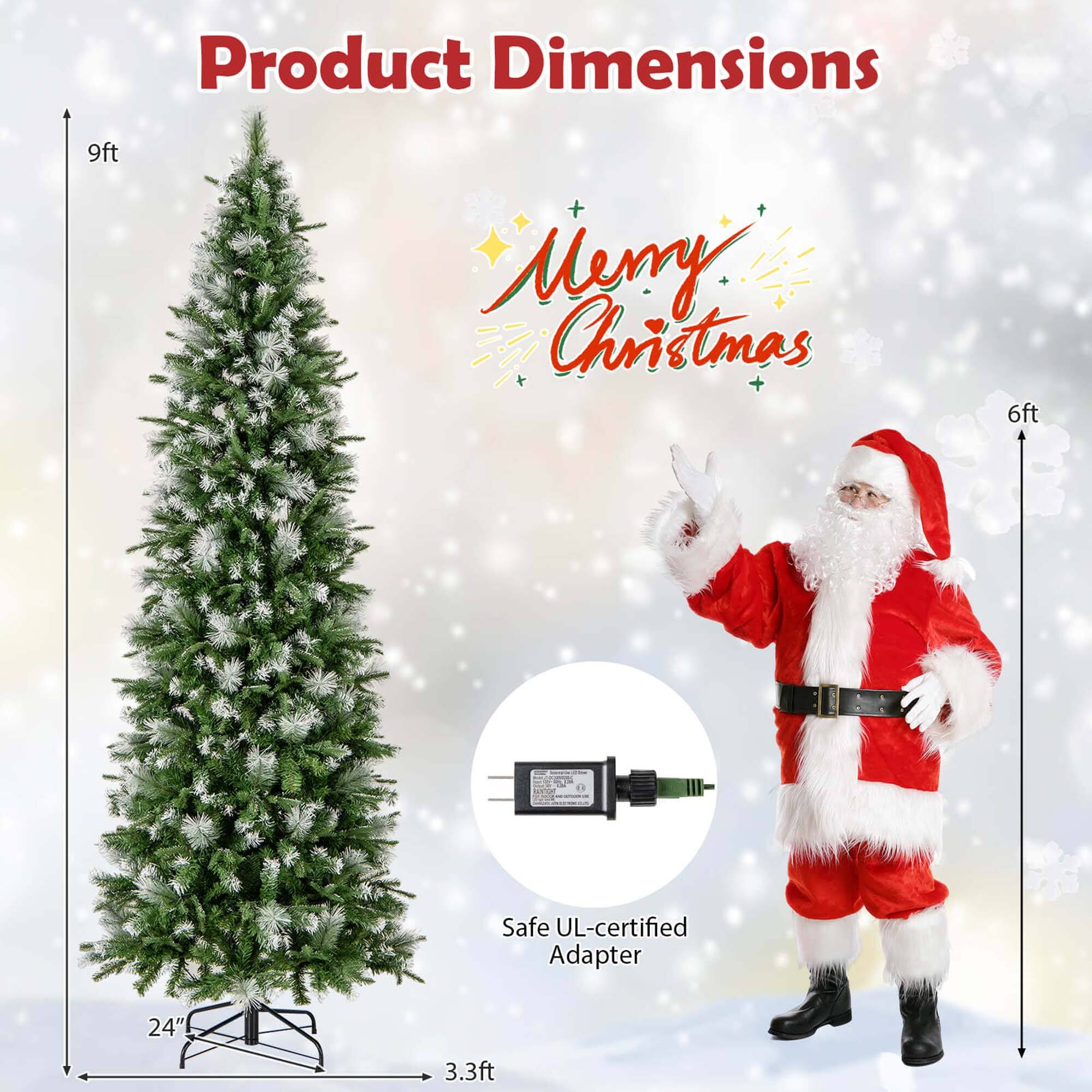 Product Dimensions: 9ft Merry Christmas Tree + 6ft Safe UL-certified Adapter (24" 3.3ft)