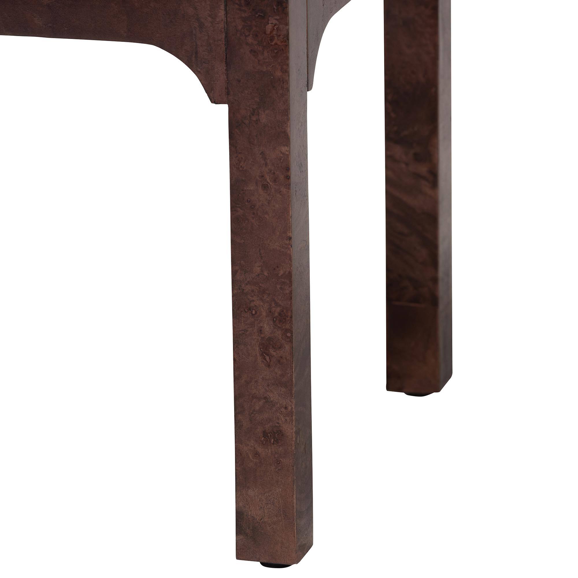 Alt View 2. bali & pari - Kayla Real Burl Wood Nightstand - Modern Bedside Table with Two Drawers and Cutout Handle Design - Dark Walnut.