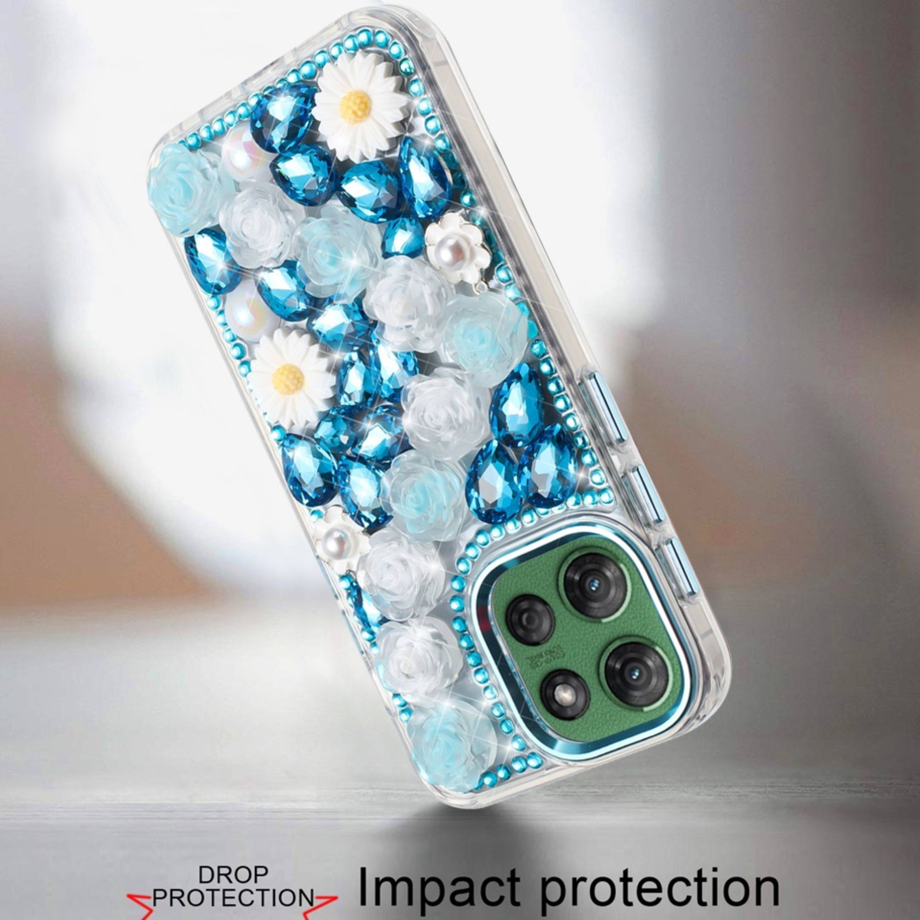 Kitcheniva Luxurious 3D Jeweled Case With Tempered Glass For Moto G ...