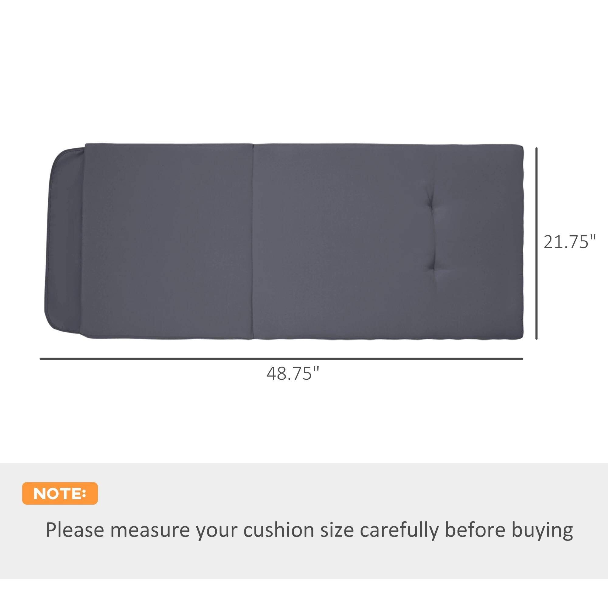 The dimensions of the cushion are 48.75" in length and 21.75" in width. Please measure your cushion size carefully before buying.