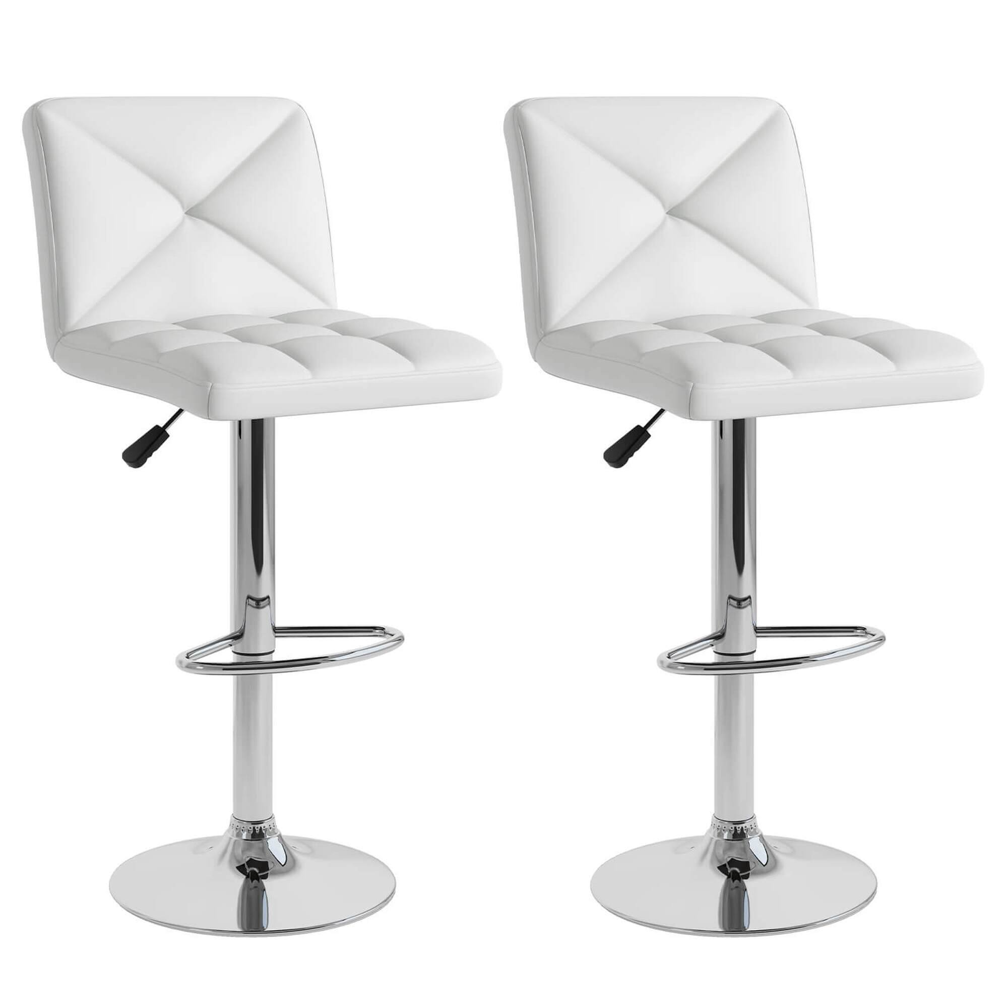 Alt View 5. Gymax - Gymax 4 PCS Bar Stools PU Leather Swivel Bar Chairs Height Adjustable Upholstered Barstools White - White.