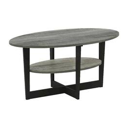FurniFact - Oval Coffee Table French Oak Grey Black with Modern Design and Durable Surface - French Oak Grey/Black