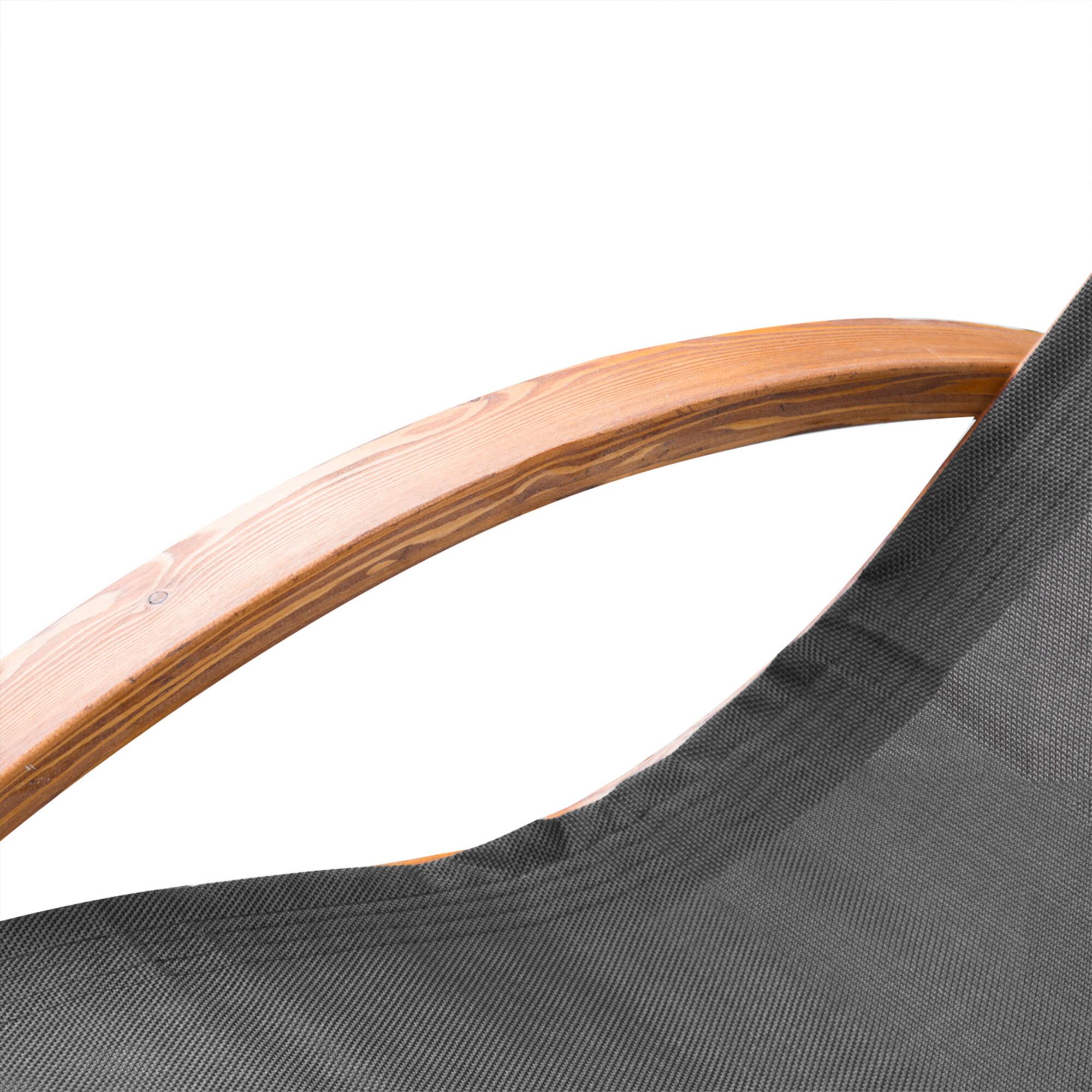 Alt View 7. Outsunny - Outdoor Chaise Wood Lounge Chair with Pillow, Armrests, Breathable Sling Mesh and Comfortable Curved Design - Black.