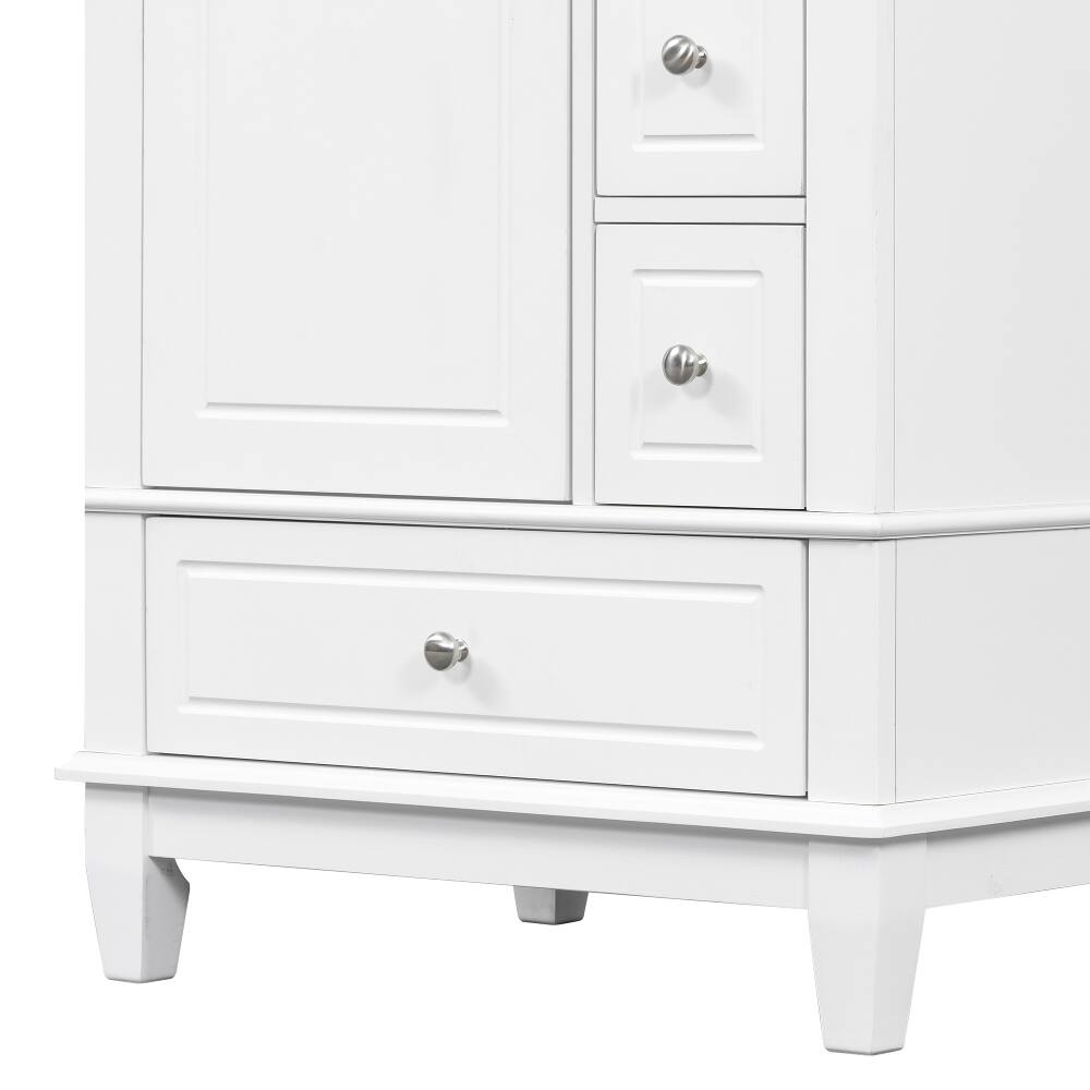Left. Loheer - Loheer 24 inch bathroom vanity with sink White Freestanding Vanity Cabinet Ceramic Top - White.